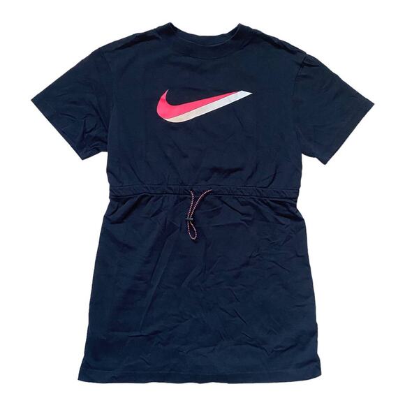 Nike Move to Zero T-Shirt Dress Drawstring Waist Swoosh DJ1071-010 Womens - Picture 1 of 8